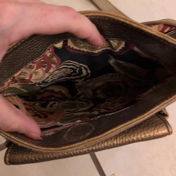 Brighton Crossbody Bag Purse Mila's Heart Antique Metallic Gold Pebble Leather - Picture 9 of 15